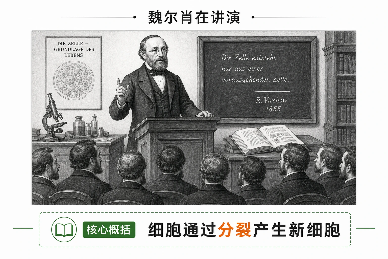 图10：教材科学史源图重绘④——“魏尔肖在讲演”