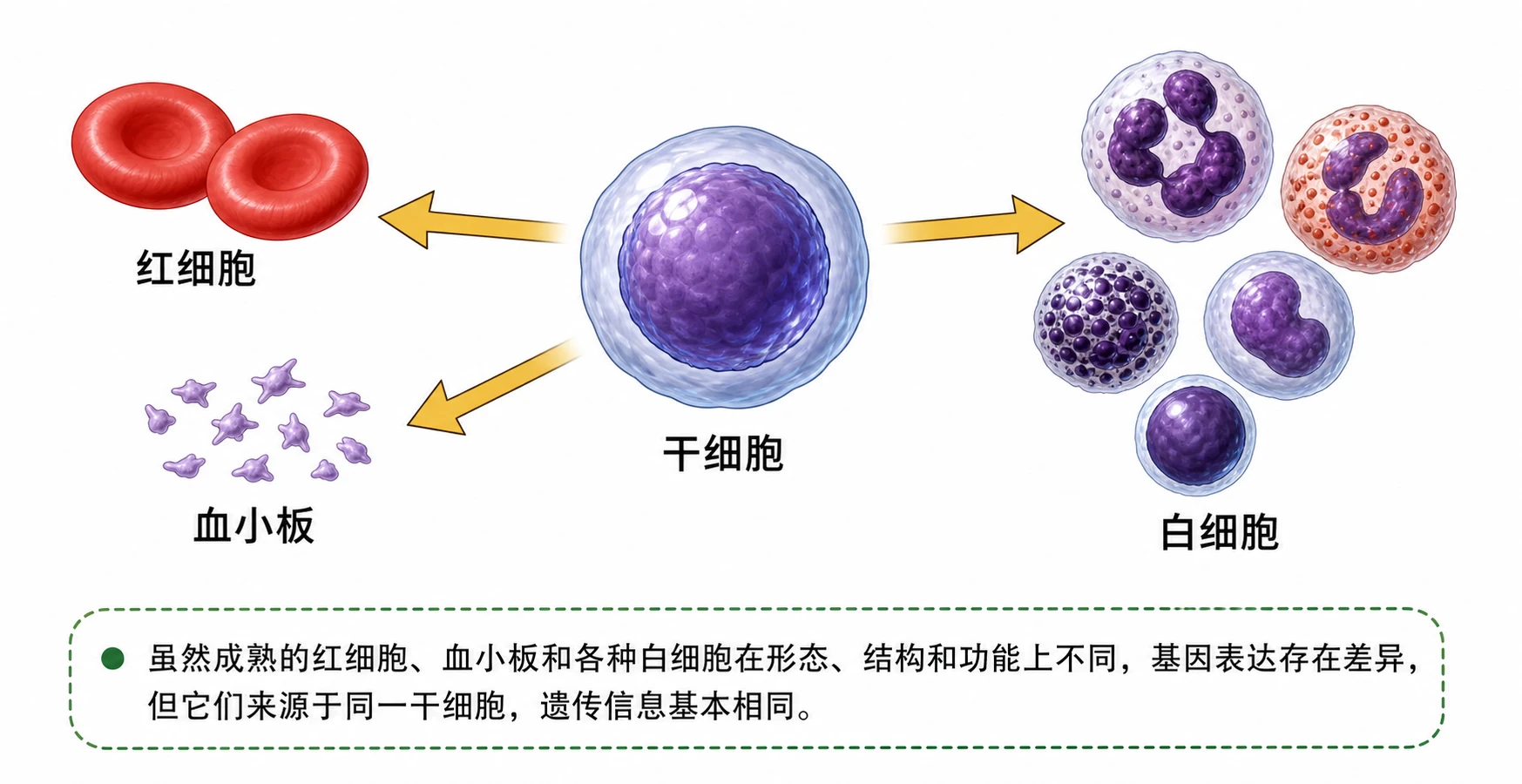 图09:教材图6-7源图重绘——“造血干细胞分化形成血细胞”